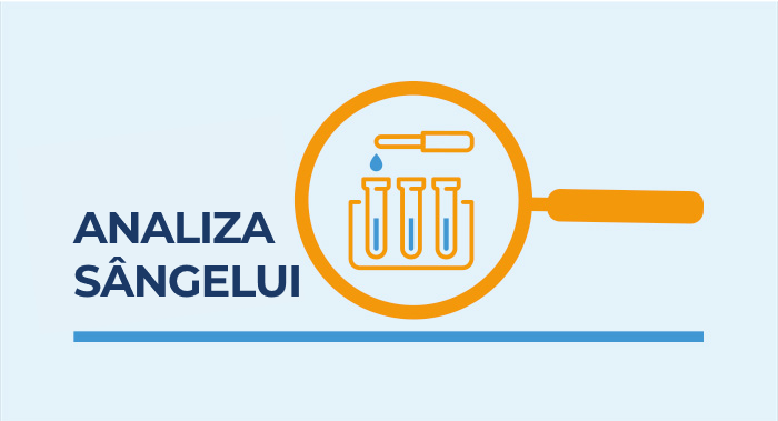 Pictograma unei lupe cu analiza de sânge