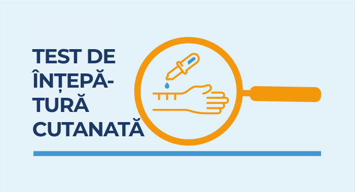 Pictograma unei lupe cu testul de înțepătură cutanată